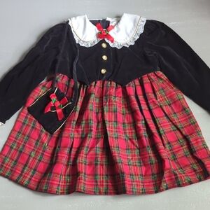 Vintage Dress & Purse Plaid Red‎ and Black Size 4T